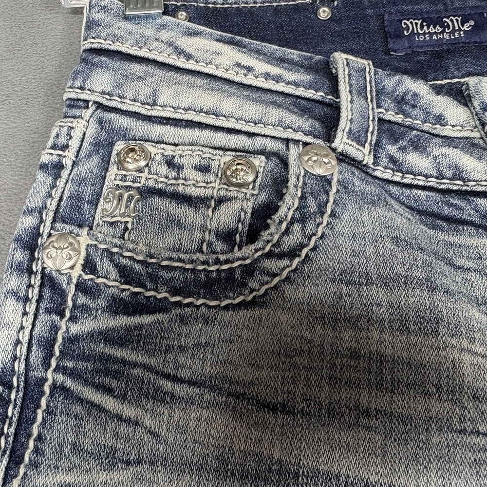 Miss Me Size 23 Low Rise Tailored Bootcut Jeans Embellished Bling Y2K - Picture 4 of 14